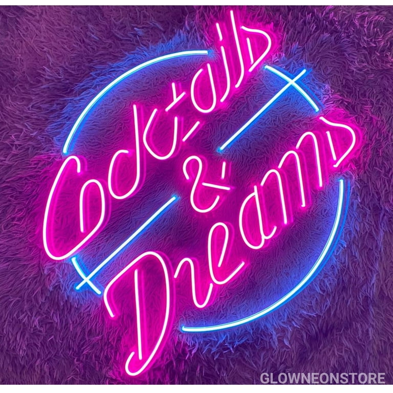 Glowneon Cocktails and Dreams Neon Sign, Cocktails & Dreams LED