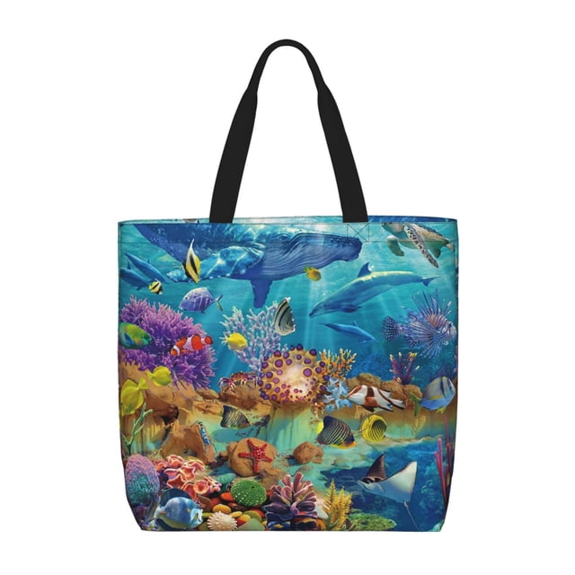 Balery Sea World Bolsa de Mano para Mujeres con Cremallera, Bolsa de Gimnasio con Compartimentos, Bolsa para Laptop, Bolsa para Trabajo