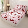 thumbnail image 2 of Homewish Girls Red Personalized C Initial Zipper Twin Comforter Sets with Fitted Sheet and 2 Pillowcases,Cartoon Bow Cherry Zipper Bedding Set,4-Piece,Pink Reversible, 2 of 6
