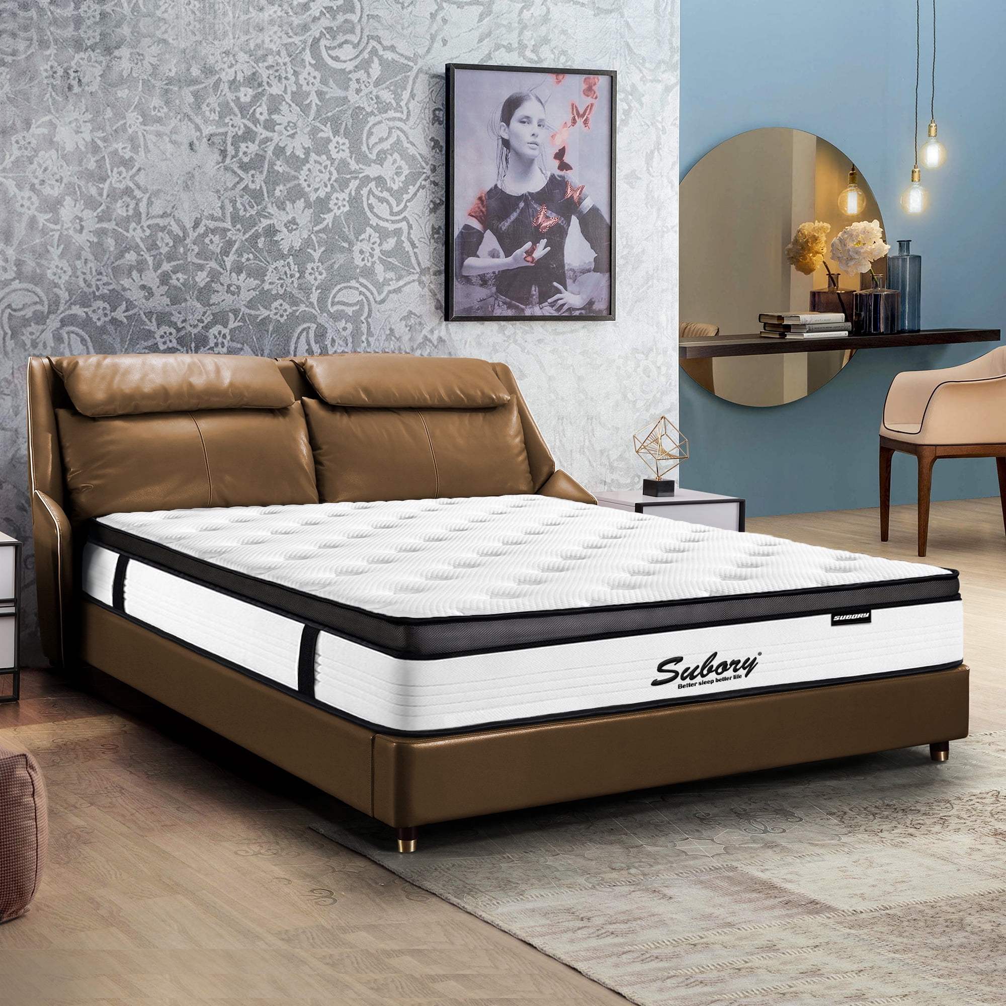 Subory 11 Memory Foam And Innerspring Hybrid Mattress King Size In A Box Silent Independent Pocket Spring For Relieve Pressure Sleep Support Com Subory 11 Memory Foam And Innerspring, King Size Mattress Bed In A Box
