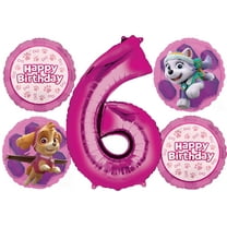 Skye and Everest 6th Birthday Party Supplies Girl Paw Pups on Patrol Balloon Bouquet Decorations 5ct