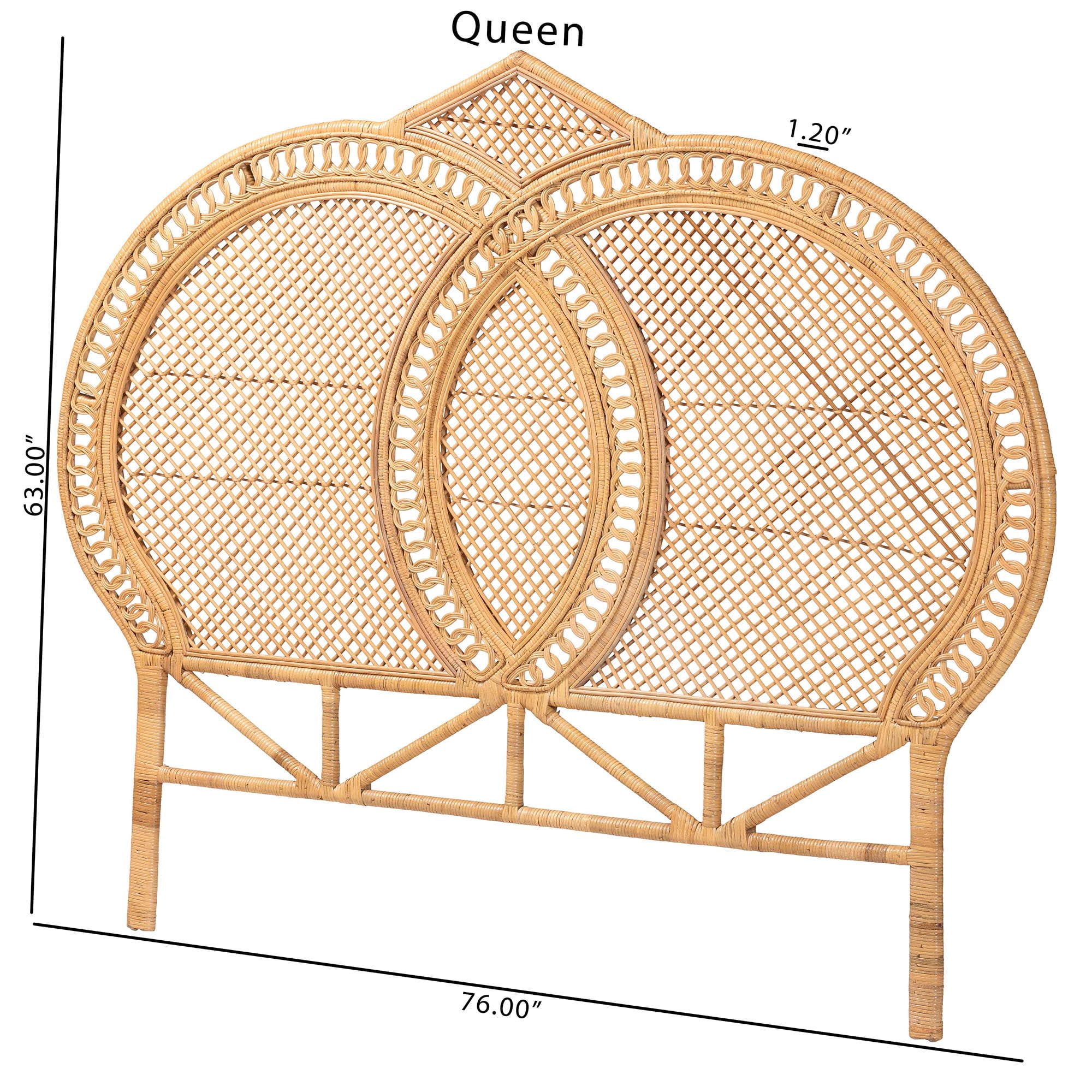 bali & pari Nerita Boho Standalone Headboard, Queen, Light Honey