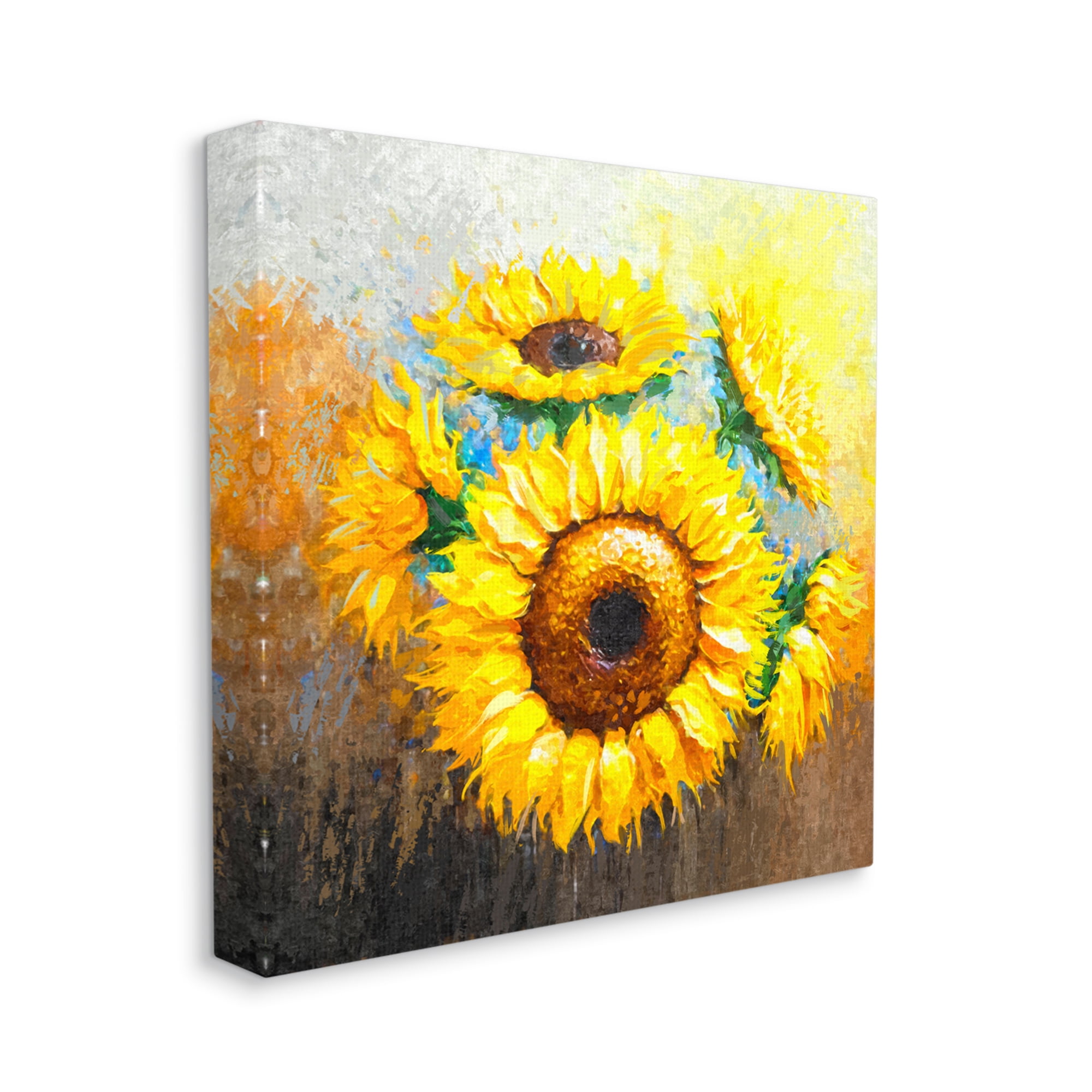 Stupell Vivid Yellow Sunflowers Impressionist Style Botanical & Floral Painting Gallery Wrapped Canvas Print Wall Art