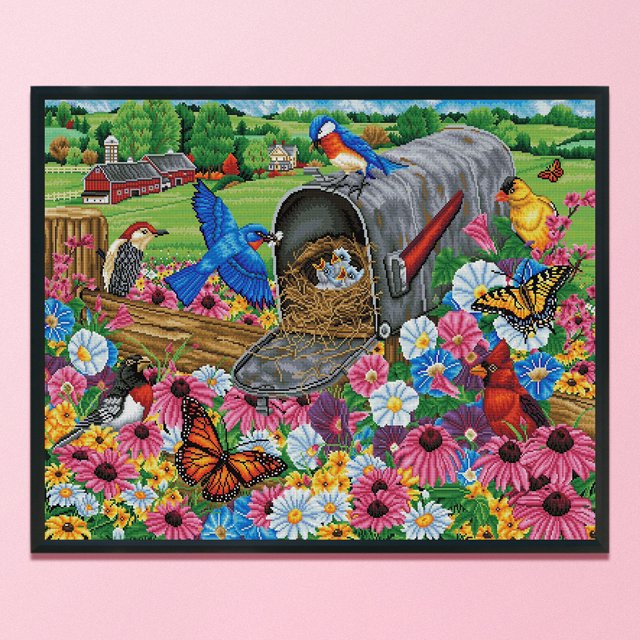 Cuadros Decorativos Bordado completo de pájaro hilo de algodón ecológico 11CT Kit de punto de cruz impreso Craft (3) Wdftyju embutido en tela