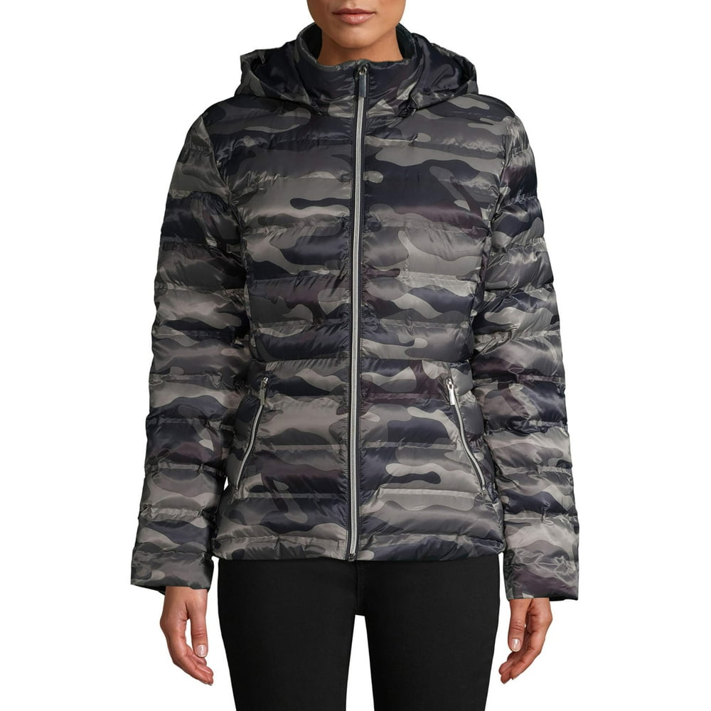 Time and Tru Time and Tru Women's Packable Puffer Jacket with Hood