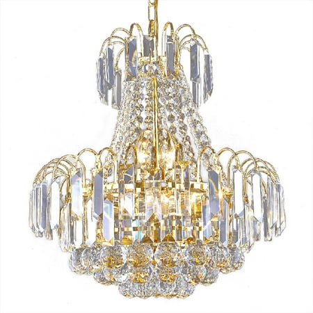 

MIDUO 15.7 Modern Luxury Crystal Chandelier 6-Light Modern Raindrop Pendant Lamp for Dinning Room Gold
