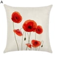 thumbnail image 2 of Walbest Linen Cushion Cover Pillow Cover Anti-shrink 18 Inch Square Red Floral Printing Pillowcase, 2 of 7