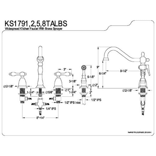 Kingston Brass Tudor Widespread Kitchen Faucet With Brass Sprayer