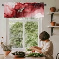 thumbnail image 5 of Abstract Ombre Red Marble Window Valance Curtain White Modern Art Rod Pocket Short Curtain for Living Room, Bedroom & Kitchen Window Decor 54x18in, 5 of 8