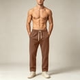 thumbnail image 6 of qelini Straight Leg Sweatpants Men Big and Tall with Pockets Drawstring Elastic Waist Long Pants Solid Color Lounge Trousers for Spring Fall Winter, 6 of 9