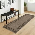 thumbnail image 5 of Garvee 2'x6' Modern Bordered Runner Rugs Checkered Rug for Hallway Bedroom, Washable Low Pile Rug Stain Resistant Indoor Carpet, Brown, 5 of 8