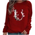 thumbnail image 3 of Pompotops Hiver Femmes Décontracté Manches Longues Hauts Dames Imprimé Chandail en Molleton Blouse Tee Chandail Liquidation, 3 of 4