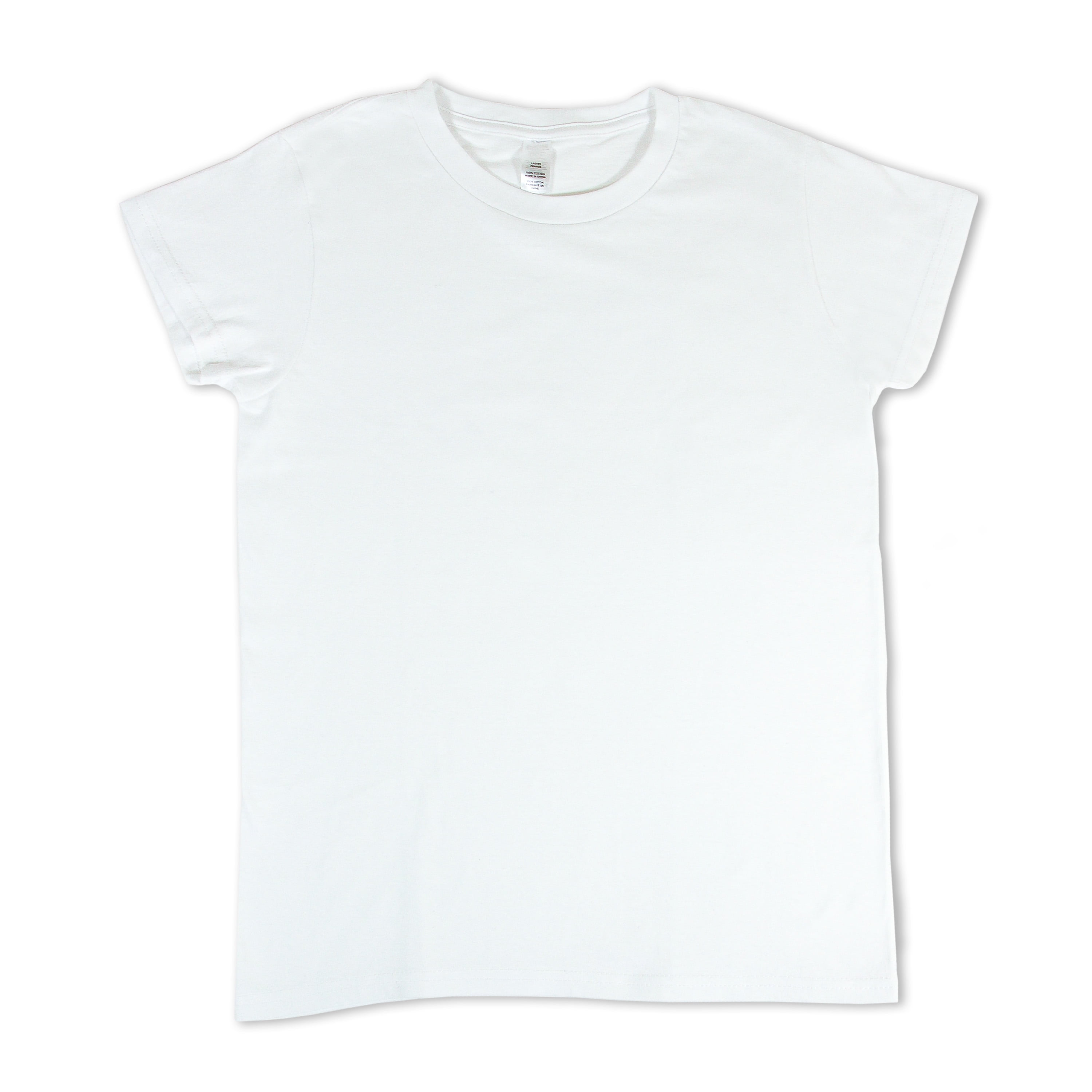 CRAFTEE, T-shirt, col rond, femmes, blanc, Taille L, 100 % coton, tour de poitrine 50,8cm (20po), longueur 68,58cm (27po), teinture nouée, peinture du tissu