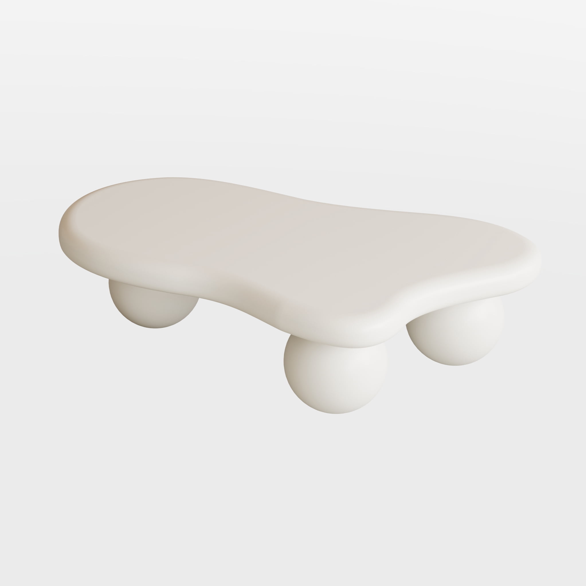 40'' Cloud Shaped Coffee Table with 3 Ball Legs, Cream Style Accent Cocktail Table, Living Room Center End Table