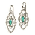 thumbnail image 3 of Chisel Stainless Steel Polished Imitation Turquoise and CZ Dangle Shepherd Hook Earrings, 3 of 4