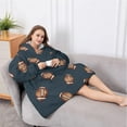 thumbnail image 5 of Oversized Wearable Blanket Hoodie,Dark Blue Football Repeat Pattern Sherpa Blanket Hoodie with Super Pockets,Super Warm Fuzzy Pullover for Women & Men, 5 of 6
