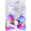 Hair Bow Extra Jumbo Cheer Type Bow Iridescent Holographic Grosgrain Bow-tie/DZ-Assorted