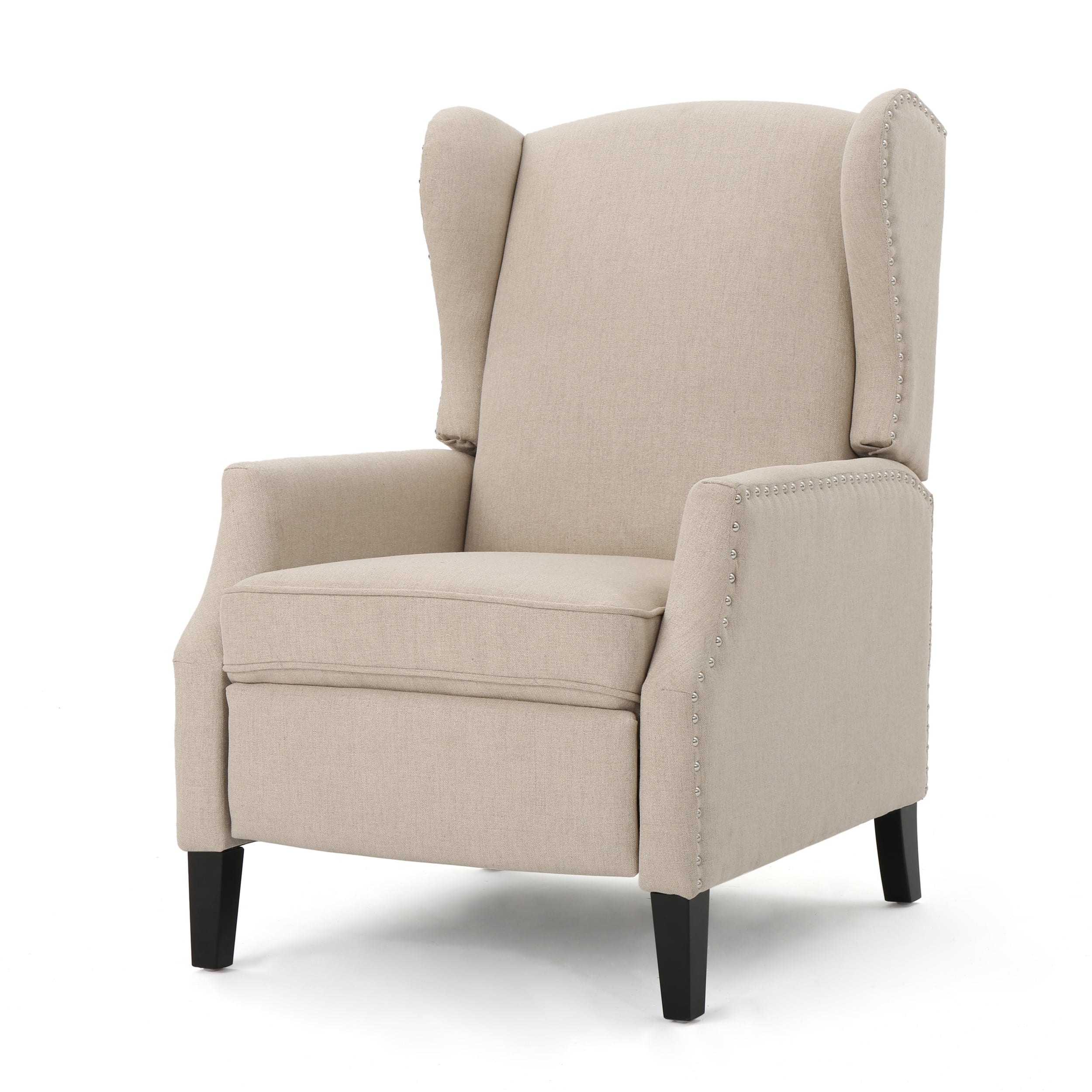 Noble House Allan Traditional Wheat Fabric Recliner Wingback Chair, Beige