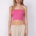 thumbnail image 1 of Top Bandeau acanalado para mujer, camisa sin mangas con hombros descubiertos, jersey, Tops básicos lisos, 1 of 7