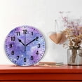 thumbnail image 2 of Yayeee 10" Wall Clock Battery Operated Quartz Round Silent Non-Ticking Home Decor, Purple Watercolor Stars Pattern, 2 of 6