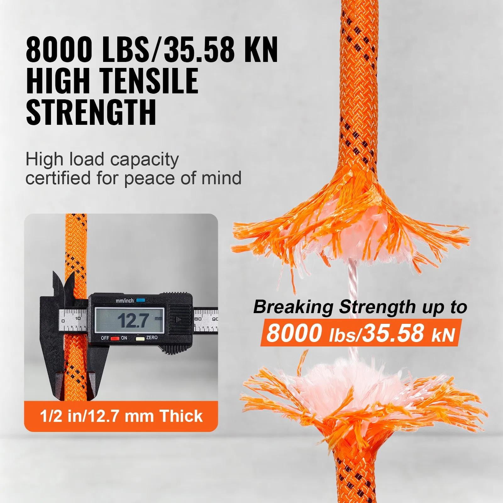 Outdoor Climbing Rope, Arborist Rigging Rope for Rock Hiking Camping Swing Rappelling Rescue