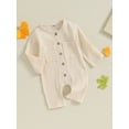 thumbnail image 3 of Wassery Toddler Baby Boy Cotton Linen Jumpsuit Solid Color Long Sleeve Button Down Romper with Pockets Newborn Infant Cute Spring Fall Outfit 0-24M, 3 of 8