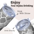 thumbnail image 4 of 20oz Vacuum Insulated Travel Cup with Lid & Straw - Stainless Steel Double Wall Tumbler, Leakproof Thermal Coffee Mug, Bohemian Themed, 4 of 5