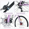 thumbnail image 2 of Hybrid Bike 700C for Adults, 7 Speed Road Bike w/ Dual Disc Brake, Adults City Commuter Bike for Womens Mens, Comfort Street Bicycle, Carbon Steel Frame, 85% Pre-assembled, Purple, 2 of 6
