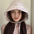 thumbnail image 2 of Striped Bucket Hats Outdoor Travel Vacation Sun Protection Women Visors Girls Sunhat Colors, 2 of 8