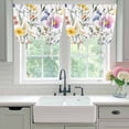 thumbnail image 5 of Spring Floral Tie Up Curtain 63 Inches Long, Romantic Gradient Blue Red Yellow Flowers Farmhouse Balloon Style Kitchen Window Curtain Over Sink, Small Window Rod Pocket Curtain 42"x63", 5 of 9