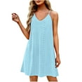 thumbnail image 2 of Coorders No Boundaries Strappy Midi Dress，Sleeveless V-Neck Mesh Dress for Women’s and Women’s Plus, Light Blue,Size,XL, 2 of 6