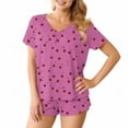 thumbnail image 4 of Goodtrade8 Petite Woman Plus Pajamas with Pocket Sleepwear V-Neck Casual Printed Short Sleeve Women Pj Sets, 4 of 8