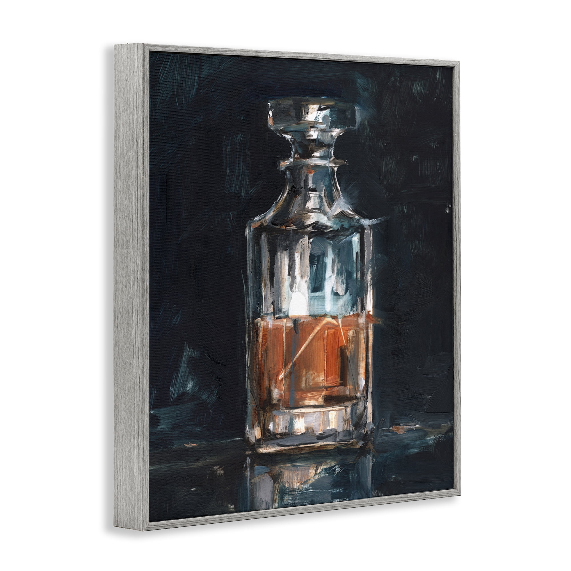 Stupell Industries Bar Whiskey Decanter Food & Beverage Painting Gray Framed Art Print Wall Art, 16 x 20