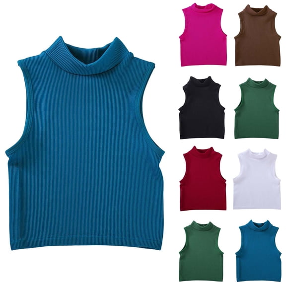 OVAFBAU Womens Tank Tops Sleeveless Tshirt Undershirt Turtleneck Rib Tank Top Quickly Dry Yoga Athletic Tops Summer Tops