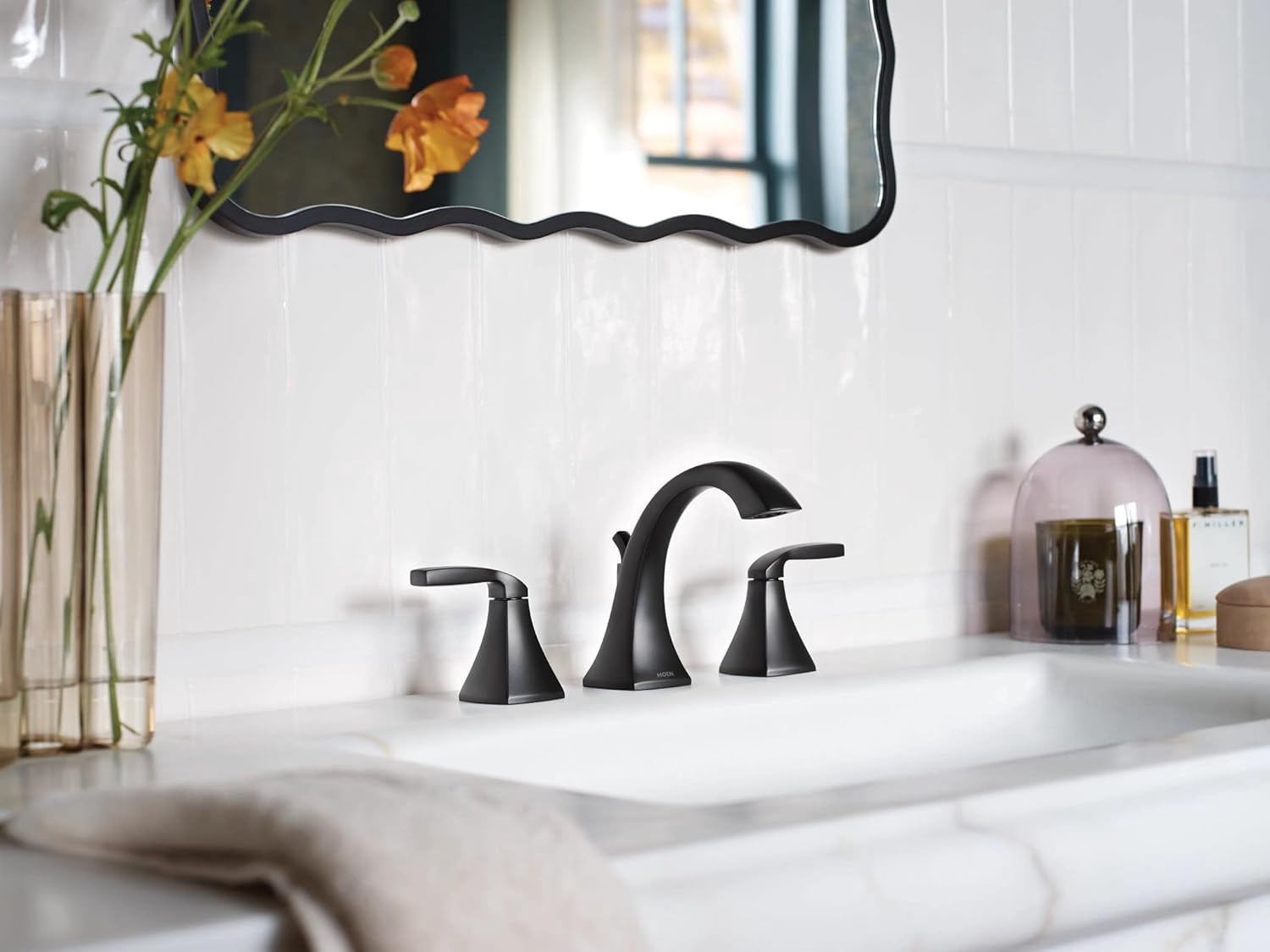 Moen T6905BL Voss Matte Black Two-Handle Bathroom Faucet