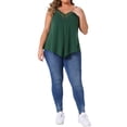 thumbnail image 2 of Camiseta sin mangas de encaje en V para mujeres de tallas grandes 1X verde, 2 of 6