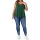 thumbnail image 2 of Camiseta sin mangas de encaje en V para mujeres de tallas grandes 1X verde, 2 of 6