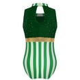 thumbnail image 4 of YiZYiF Girls Sequins Stripe Gymnastics Ballet Dance Leotard Christmas Santa Elf Performance Bodysuit Green 12, 4 of 7