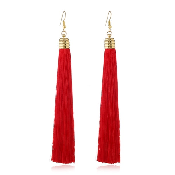 Sonducket Pendientes de borla Cuerda larga Joyería exagerada Oreja colgante de flecos regalo Mujer Accesorios Par de pendientes Ropa, zapatos y accesorios Miscelánea Rojo