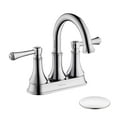 thumbnail image 1 of TimeArrow Chrome 4 Inch Two Handle Centerset Bathroom Sink Faucet 3 Holes with Pop up Drain, High Arc Modern Bathroom Vanity Lavatory Faucet with Brass 360&Acirc;&deg; Swive, 1 of 6