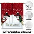 thumbnail image 5 of Swag Curtains Valances for Windows, Red Snowman Merry Christmas Short Kitchen Window Curtains Over Sink, Xmas Buffalo Tree Cafe Curtains Panel Set Of 2,Rod Pocket, 63 Inches Length Winter Snowflakes, 5 of 8