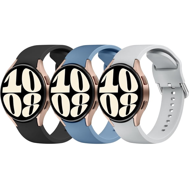 3 Pack Correas para Samsung Galaxy Watch 6 / 5 / 4 Band 40mm 44mm, Galaxy Watch 5 Pro 45mm, Galaxy Watch 6 , Galaxy Watch 4 20mm Sport Band Correa de repuesto de silicona ajustable para