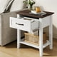 thumbnail image 3 of Yeshouse Mesita de noche con una mesa de noche de madera con un cajón, un estante de almacenamiento abierto, mesa de lado Industrial, mesita de noche blanca estrecha, 3 of 8