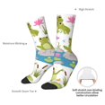 thumbnail image 4 of Rateoe Cartoon Frogs for Women Casual Calf Socks - Cute Crew Socks - Thin Soft Above Ankle Socks Size 5-11, 4 of 6