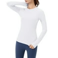 thumbnail image 2 of Xmarks Women Seamless Workout Shirts Yoga Tops Solid Color Round Neck Sports Running Workout Shirt Breathable Athletic Top S-XL, 2 of 8