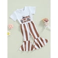 thumbnail image 3 of Bagilaanoe 2pcs Toddler Baby Girl Long Pants Set Print Short Sleeve T-shirt Tops + Striped Flare Trousers 9M 12M 18M 24M 3T 4T Kids Casual Outfits, 3 of 9