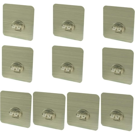 10Pcs Shower Caddy Adhesive Hooks Replacement Brushed Yellow Wall Mount No Drilling Strong Sticky Pads for Storage Corner Shelves, Kitchen Racks, Soap Holder (Single Hook, 8x8cm)