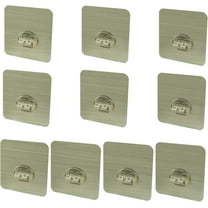 10Pcs Shower Caddy Adhesive Hooks Replacement Brushed Yellow Wall Mount No Drilling Strong Sticky Pads for Storage Corner Shelves, Kitchen Racks, Soap Holder (Single Hook, 8x8cm)