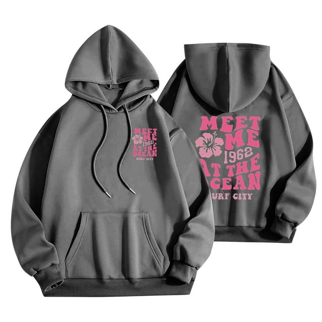 DPTALR Sweat à Capuche Ample Automne et Hiver à Manches Longues Imprimé Lettre pour Femmes