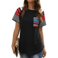 thumbnail image 4 of Camiseta de mujer Camiseta de manga corta con estampado de rayas Camiseta casual de verano, Negro, S Speravity AP001701-01, 4 of 5